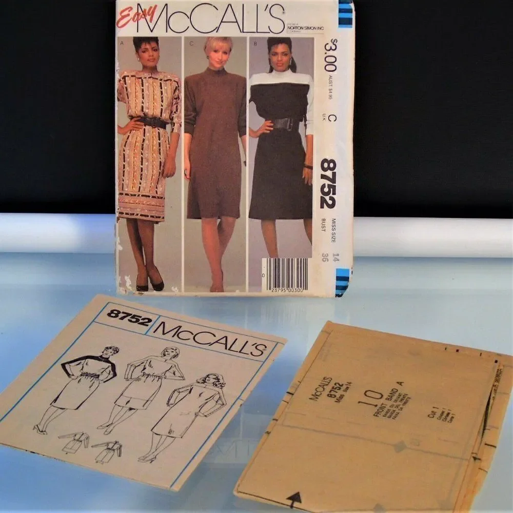 Vintage 1983 McCall's 8752 Dress Sewing Pattern